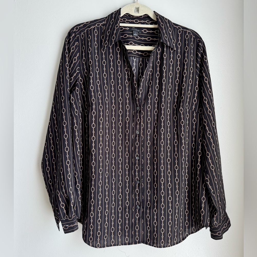 Ann Taylor Black and White Chain Pattern Men's Shirt